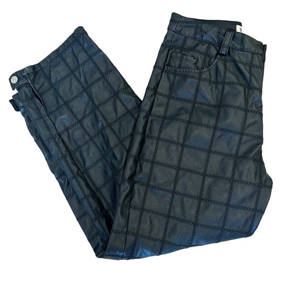 Baum und Pferdgarten Black Faux Leather Pants Size 8 Quilted Baggy Tapered $279 - Picture 5 of 14